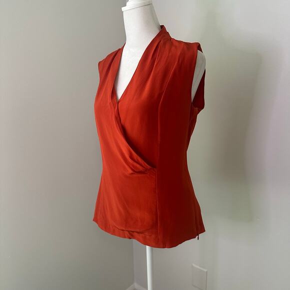 Classiques Entier dark orange sleeveless silk top size 4 - Picture 3 of 13